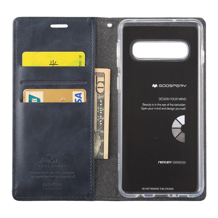 Samsung Galaxy S10 nahkainen suojakotelo (sininen)