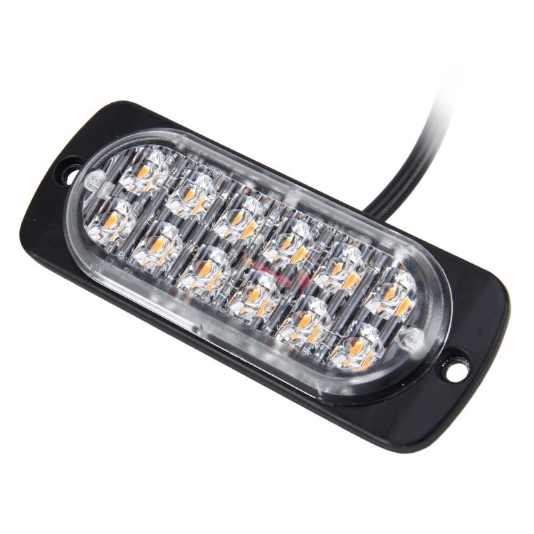DC 12V-24V 6W 12xLED SMD-2835 17 flash-kuvio, 3 riviä, auton varoitusvalo (Kullanruskea)