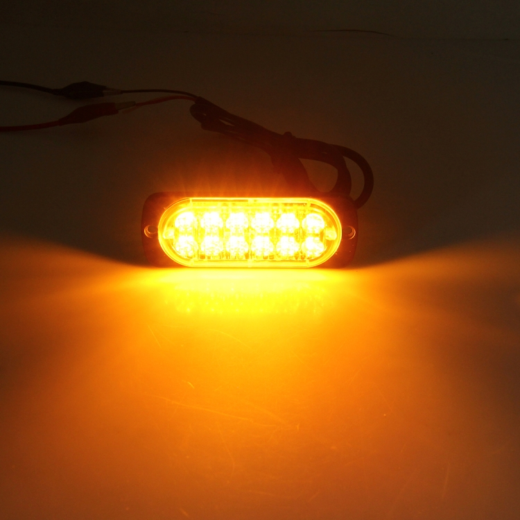 DC 12V-24V 6W 12xLED SMD-2835 17 flash-kuvio, 3 riviä, auton varoitusvalo (Kullanruskea)