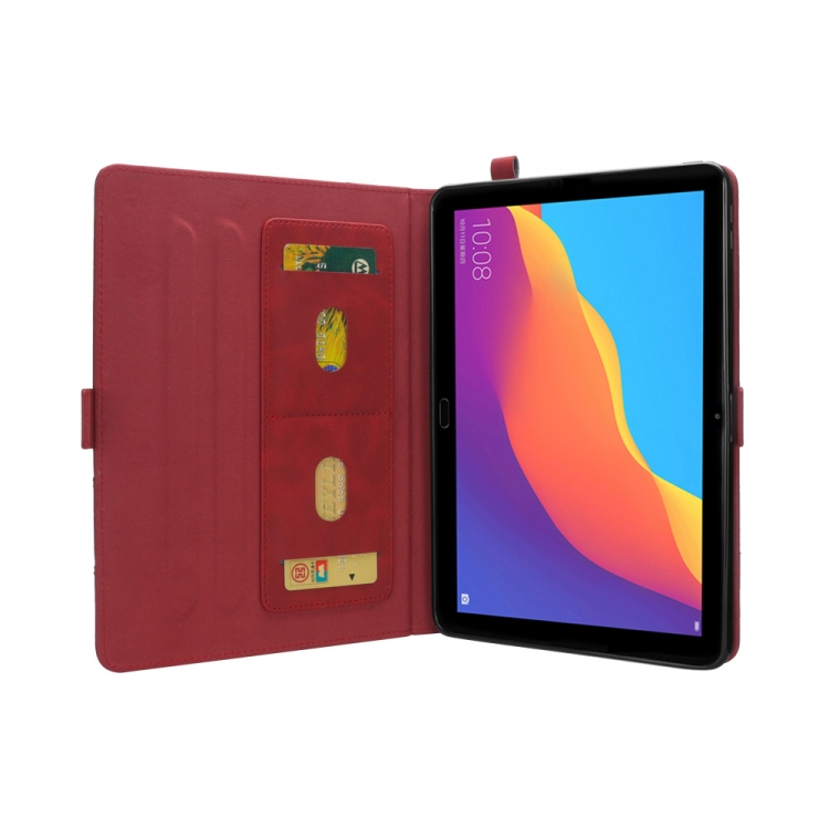 Huawei MediaPad T5 10.1 nahkakotelo kynäpaikalla (Punainen)
