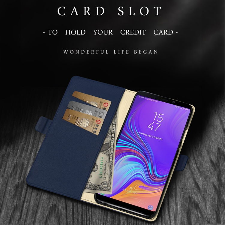 Samsung Galaxy A9 (2018) nahkainen suojakotelo, Sininen