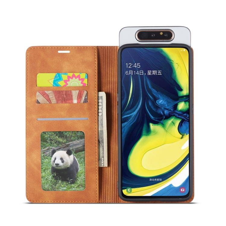 Nahkakotelo Samsung Galaxy A80 (ruskea)