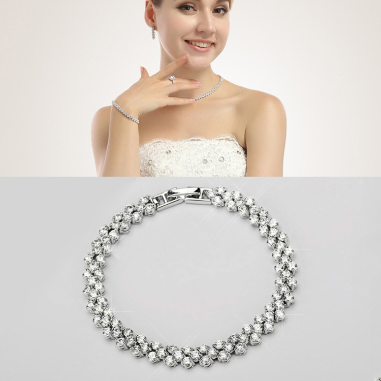 Muodikas zirkoni-suojattu roomalainen platina-tyylinen rannerengas