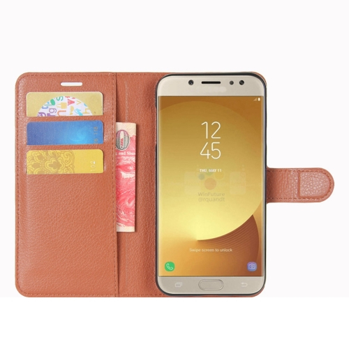 Samsung Galaxy J7 (2017) nahkainen suojakotelo (ruskea)