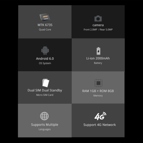 5 inch Android 6 Dual SIM Cell Phone , LTE, black