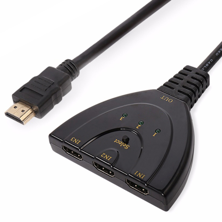 HDMI-jakaja, HDMI-uros ->3 x HDMI ‐naaras, full HD,  0.3 m