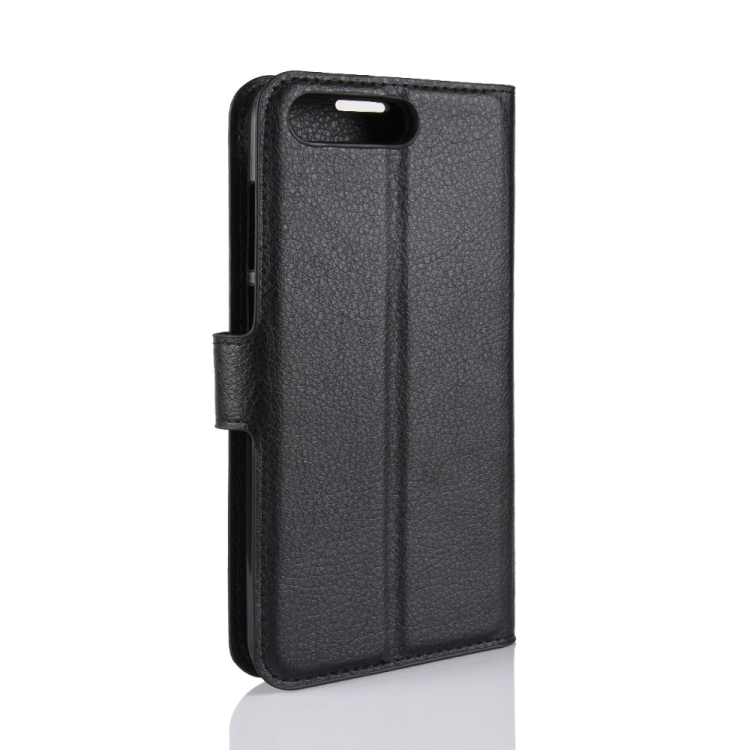 Huawei Y6 2018 nahkakotelo puhelinpidikkeellä ja korttipaikoilla (Musta)