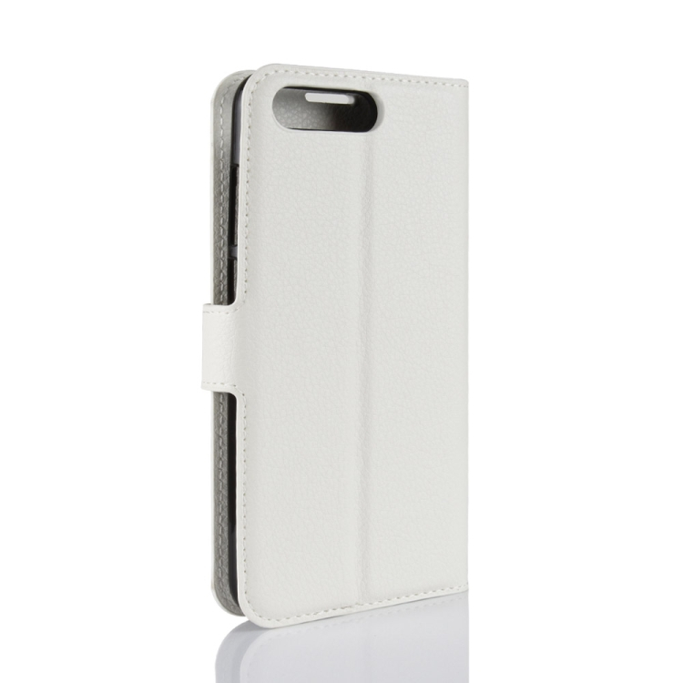 Huawei Y6 2018 nahkakotelo puhelinpidikkeellä ja korttipaikoilla (Valkoinen)