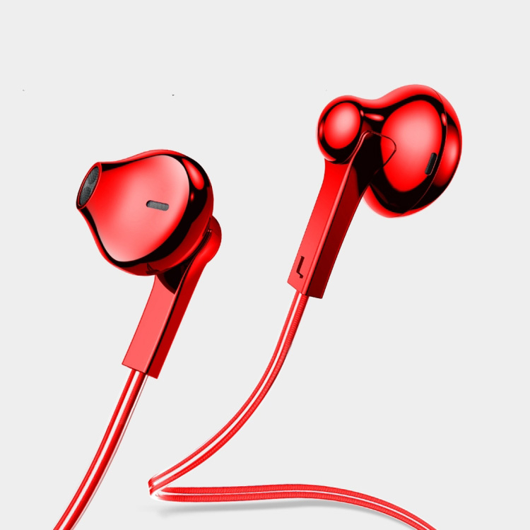 Nappikuulokkeet säätönäppäimellä ja mikrofonilla, punainen