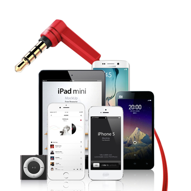 Nappikuulokkeet säätönäppäimellä ja mikrofonilla, punainen