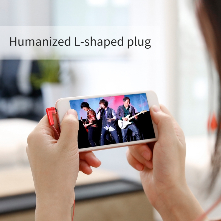 Nappikuulokkeet säätönäppäimellä ja mikrofonilla, punainen