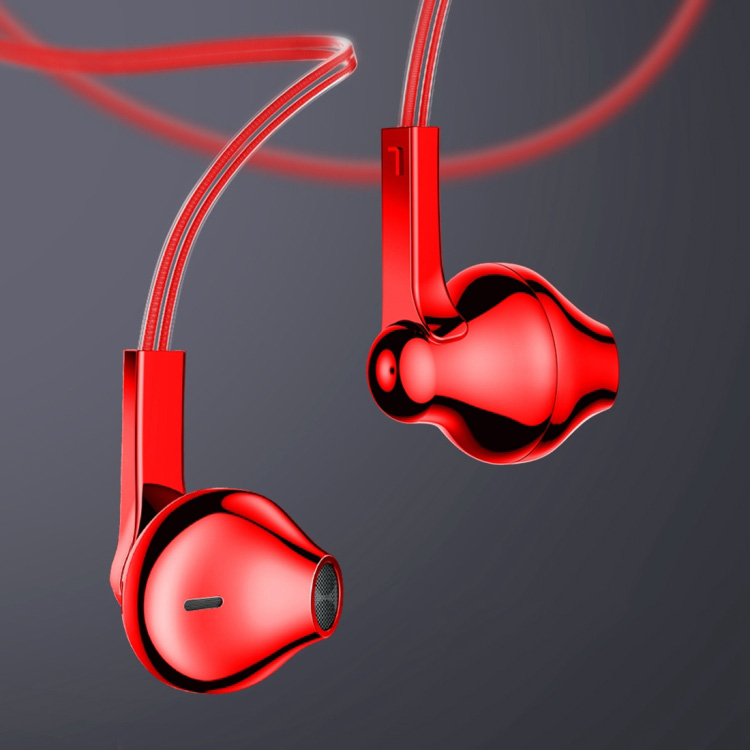 Nappikuulokkeet säätönäppäimellä ja mikrofonilla, punainen