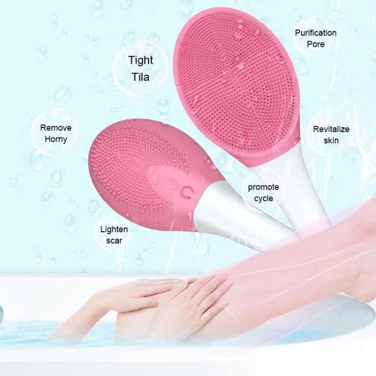 USB silikoni kylpyharja pitkällä kahvalla (Sininen)