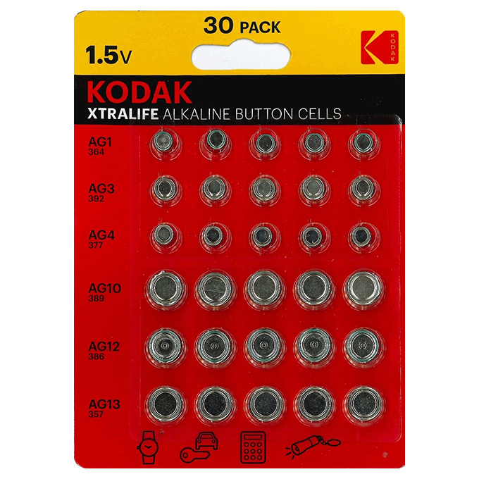 KODAK Nappiparistolajitelma 30 kpl AG1 - CR2032