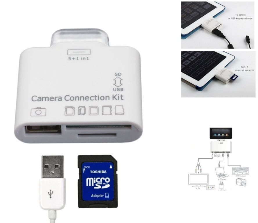 6 in 1 Kameraliitäntäpaketti iPad 3 /iPad 2 / iPad 