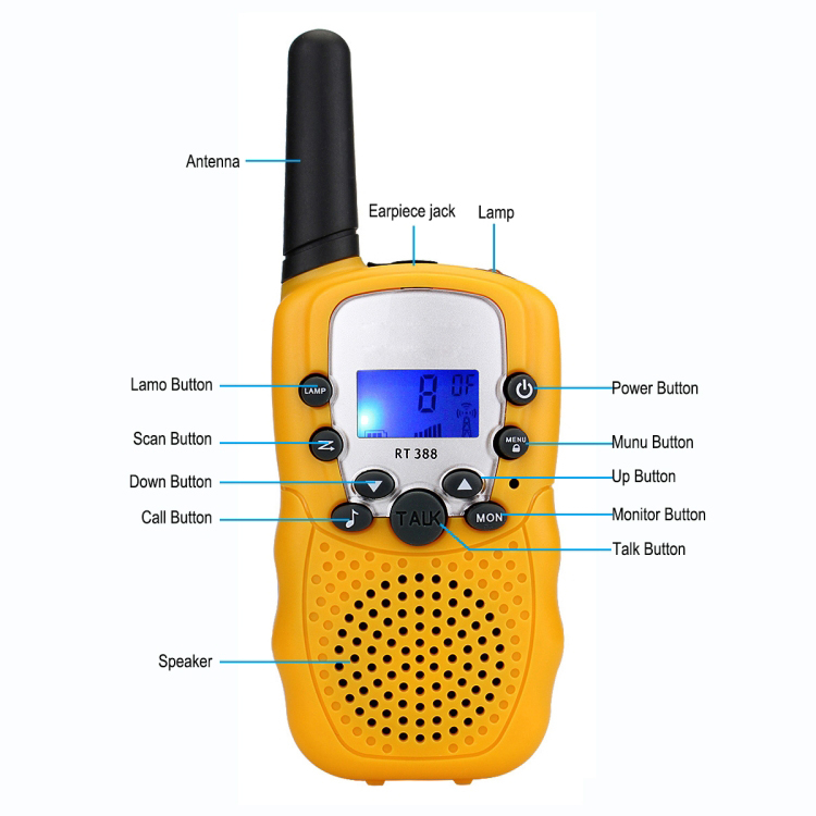 Lasten radiopuhelin Walkie Talkie (Keltainen)