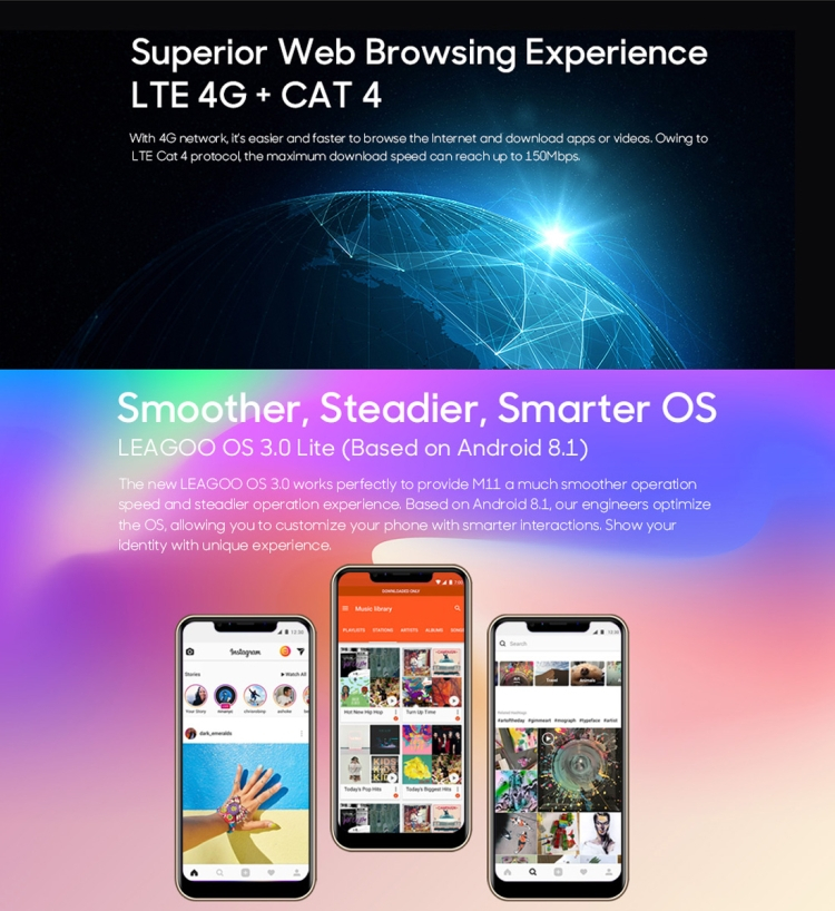 Leagoo Android puhelin, Dual-SIM (Kulta)