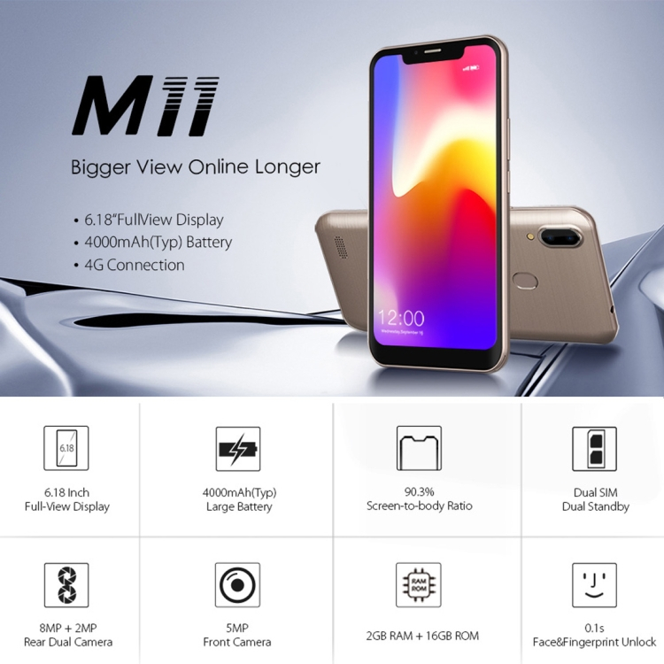 Leagoo Android puhelin, Dual-SIM (Kulta)