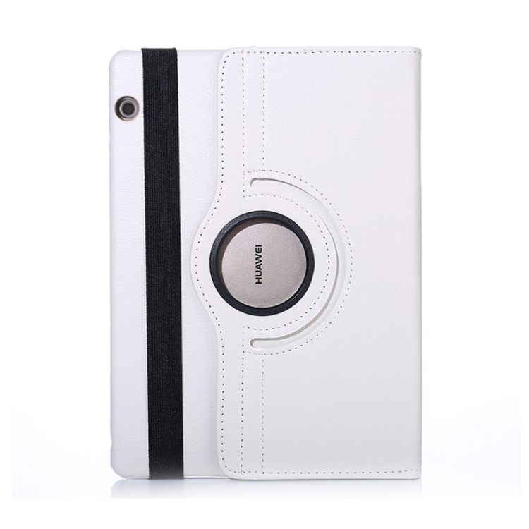 Huawei MediaPad T5 10.1 Litchi 360 kääntyvä nahkakotelo (Valkoinen)