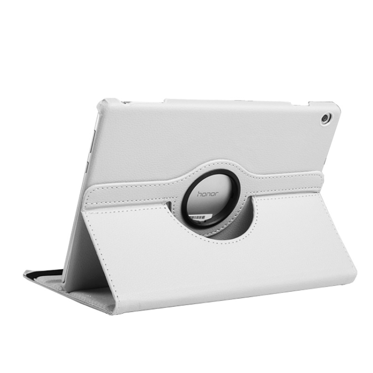 Huawei MediaPad T5 10.1 Litchi 360 kääntyvä nahkakotelo (Valkoinen)