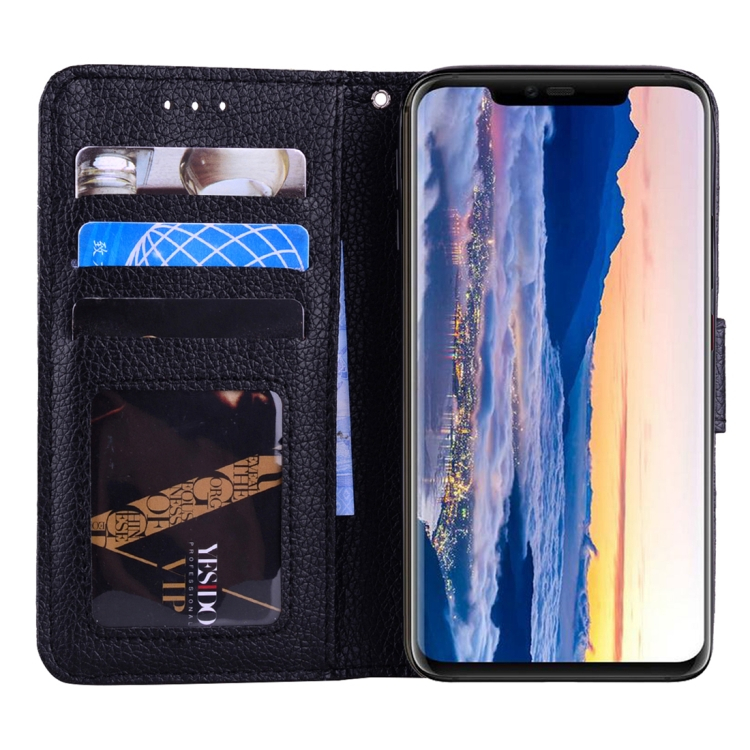 Huawei Mate 20 Pro Litchi-suojakotelo lompakolla (Musta)