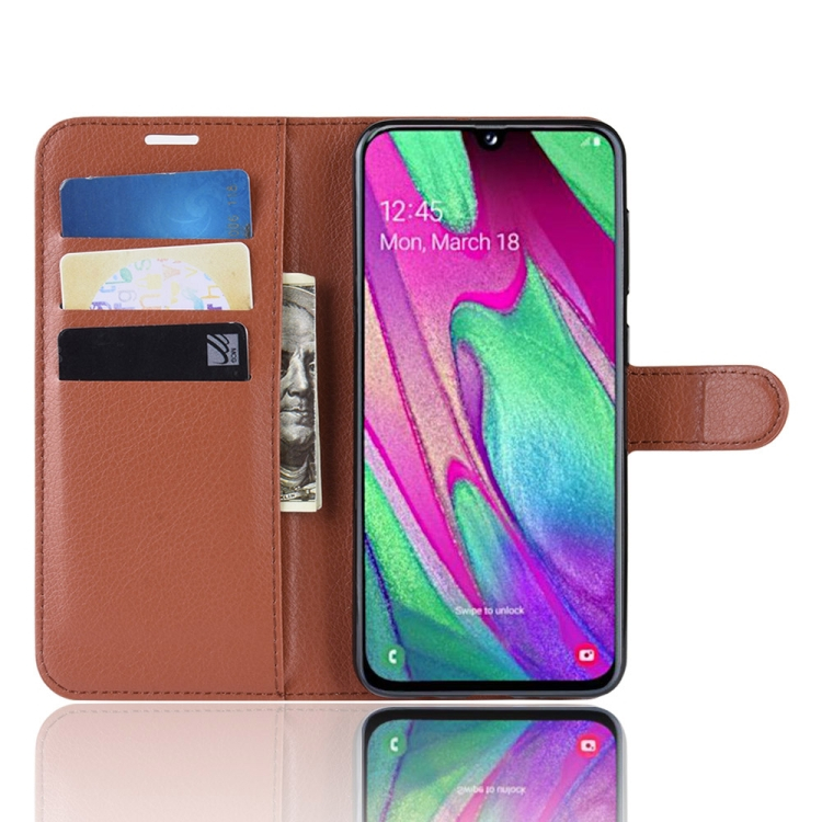 Samsung Galaxy A40 nahkainen kotelo (ruskea)