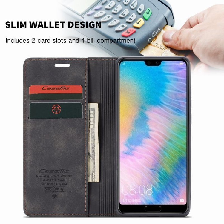 Huawei P30 nahkainen suojakotelo (musta)