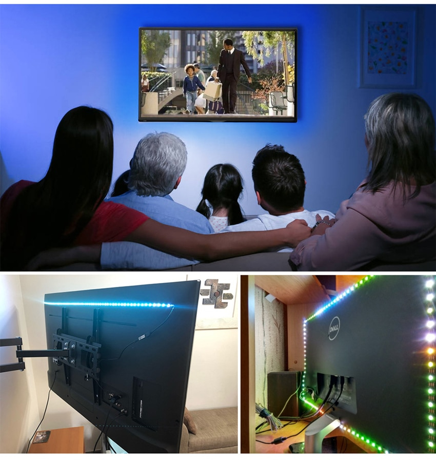 USB LED-valonauha televisioon, 3 m, (värit säädettävissä)