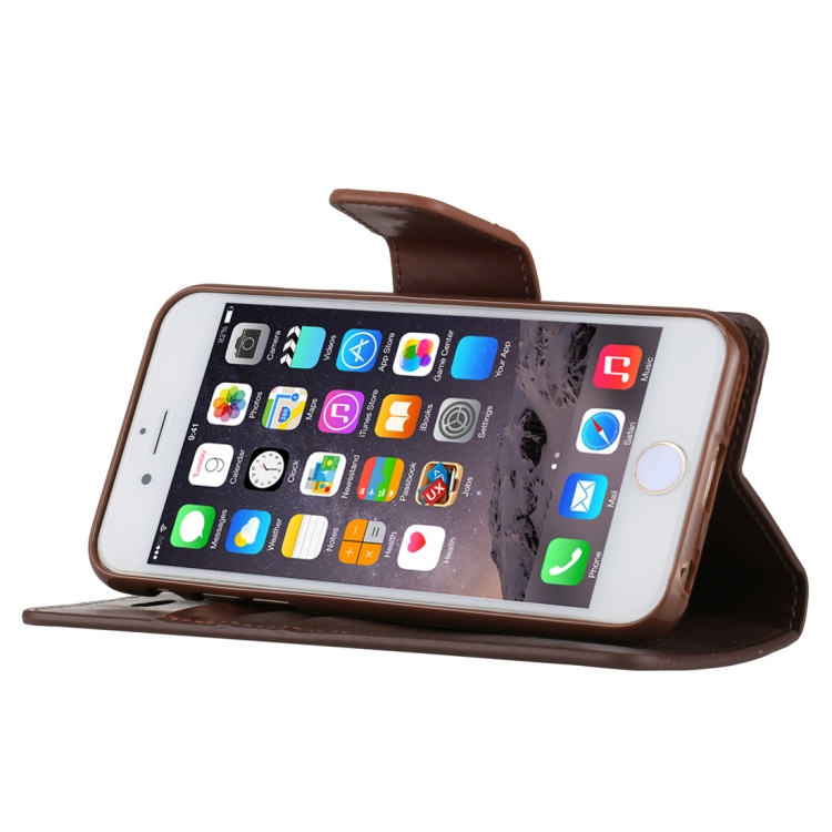 iPhone 6 / 6s käännettävä suojakotelo lompakolla (Ruskea)