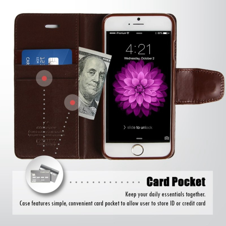 iPhone 6 / 6s käännettävä suojakotelo lompakolla (Ruskea)