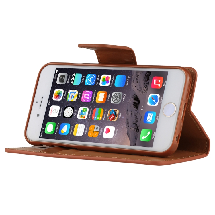 iPhone 6 / 6s käännettävä suojakotelo lompakolla (Kahvi)