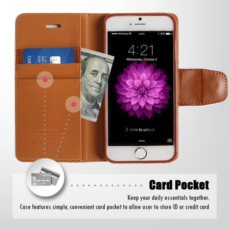 iPhone 6 / 6s käännettävä suojakotelo lompakolla (Kahvi)