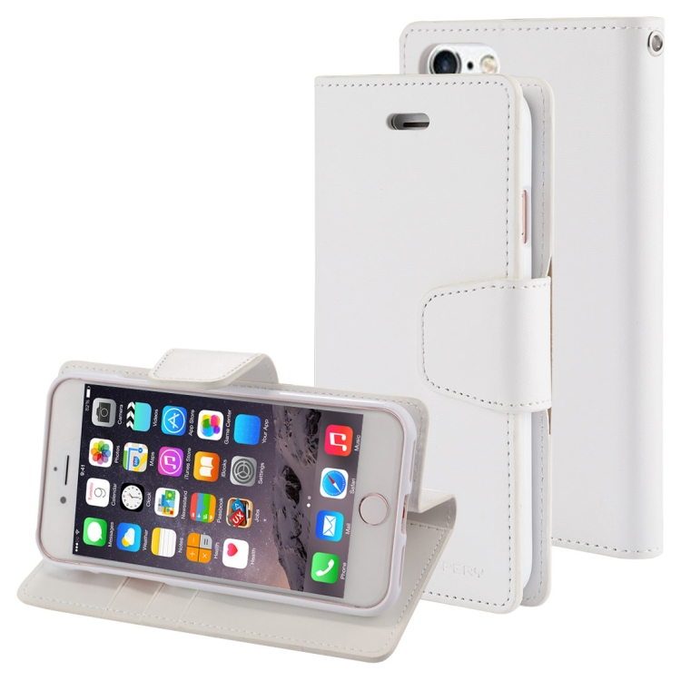 iPhone 6 / 6s käännettävä suojakotelo lompakolla (Valkoinen)