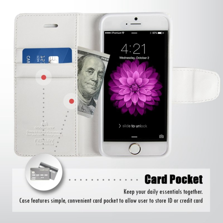 iPhone 6 / 6s käännettävä suojakotelo lompakolla (Valkoinen)