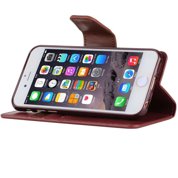 iPhone 6 / 6s käännettävä suojakotelo lompakolla (Viininpunainen)