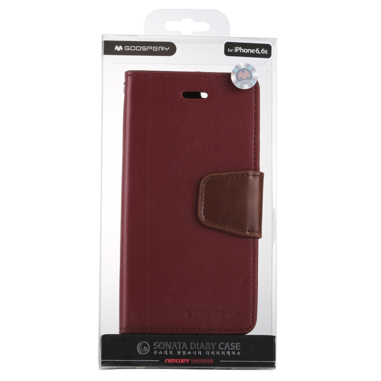 iPhone 6 / 6s käännettävä suojakotelo lompakolla (Viininpunainen)