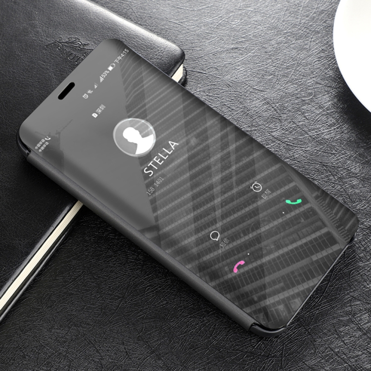 Huawei Mate 20 Pro kiiltävä käännettävä PU-suojakotelo pidikkeellä (Musta)