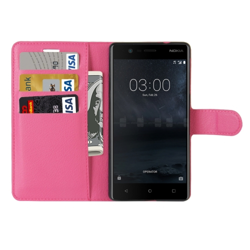 Nokia 3 nahkainen suojakotelo (magenta)