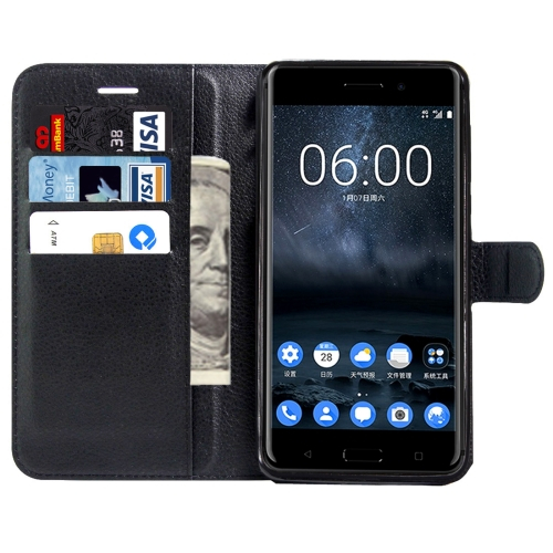Nahkainen suojakotelo Nokia 6 (musta)