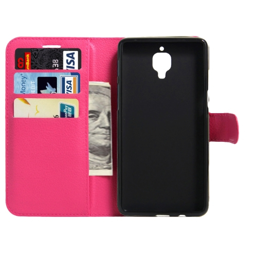 OnePlus 3, 3T nahkainen suojakotelo, magenta