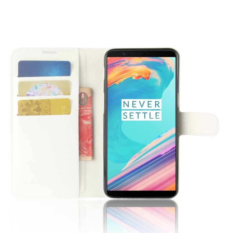 Nahkainen suojakotelo OnePlus 5T , valkoinen