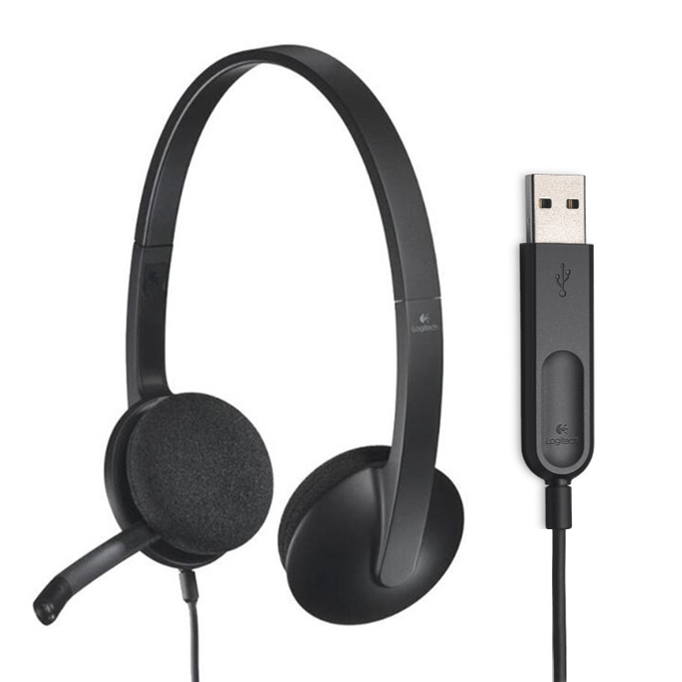 Logitech H340 Stereo USB-kuulokemikrofoni, musta väri & kristallinkirkas digitaalinen ääni