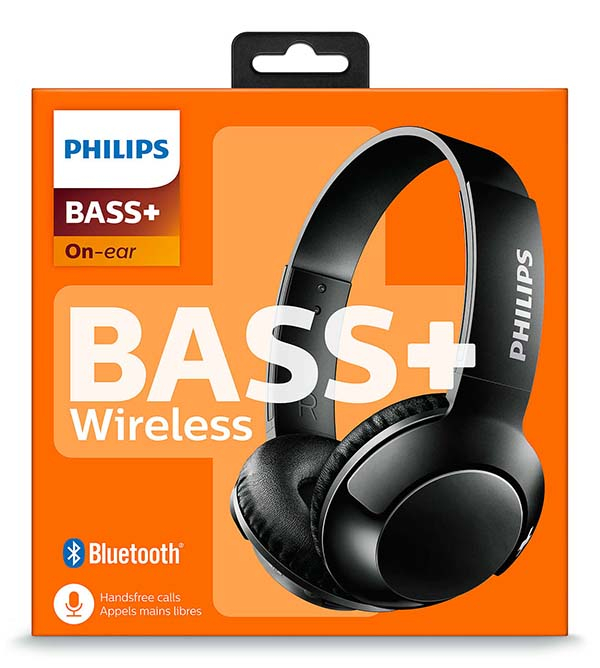 PHILIPS BASS+ Wireless On Ear Headphone SHB3075, black