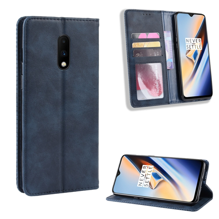 OnePlus 7 nahkainen suojakotelo (sininen)