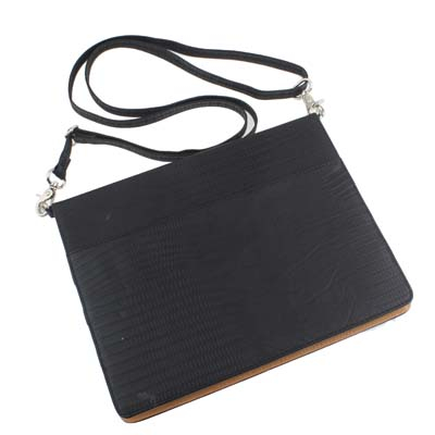 iPad 2,3,4 Nahkainen suojakotelo seisontatuella ja olkahihnalla (musta)