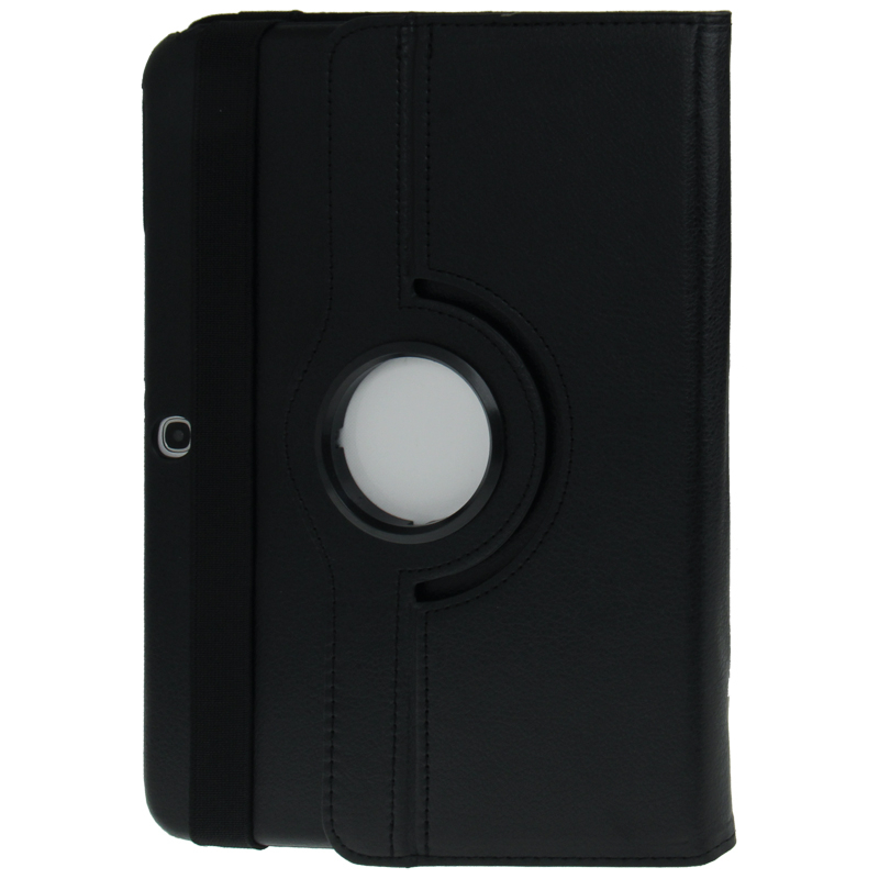 Musta 360 astetta kääntyvä nahkasuojus Samsung Galaxy Tab 3 (10.1)