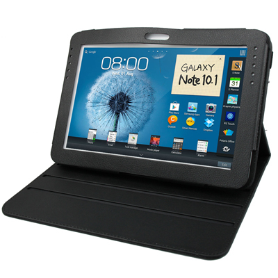 Musta kääntyvä nahkasuojus Samsung Galaxy Note (10.1) / N8000 / N8010