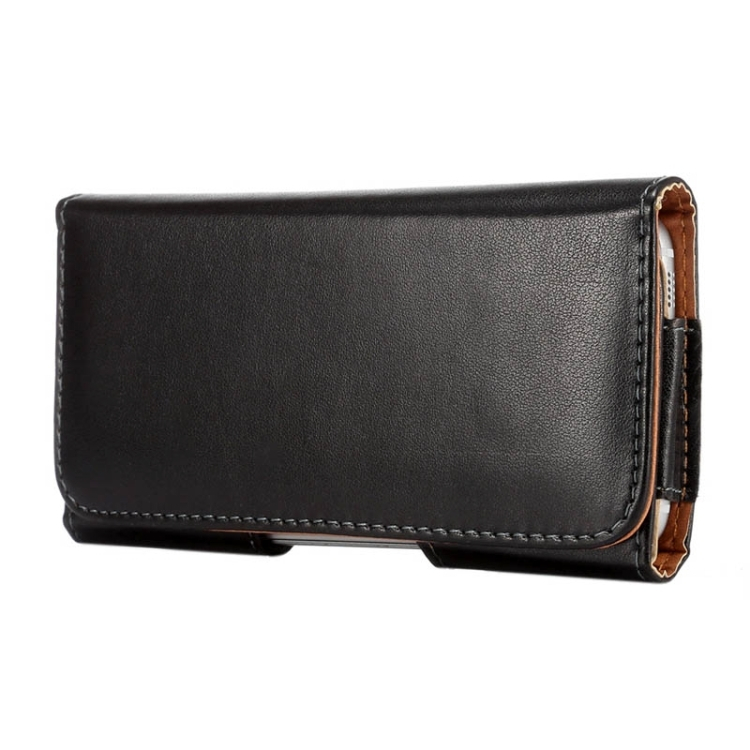 Universaali nahkakotelo älypuhelimelle vyöpidikkeellä (musta)