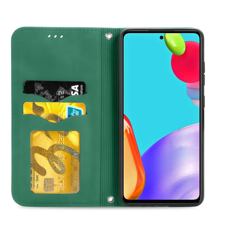 Samsung Galaxy A52 / A52s 5G nahkainen suojakotelo - vihreä