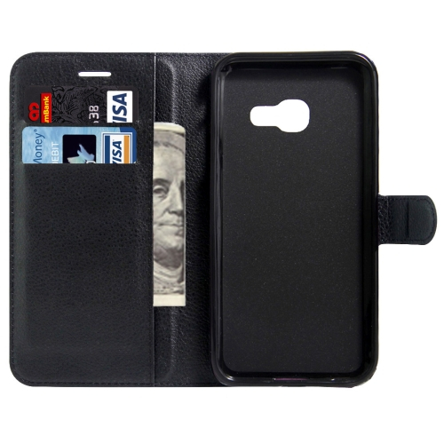 Samsung Galaxy A3 (2017) Nahkainen Suojakotelo (musta)